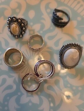 Vintage Boho Statement Ring Lot - 8 Piece Eclectic Mix